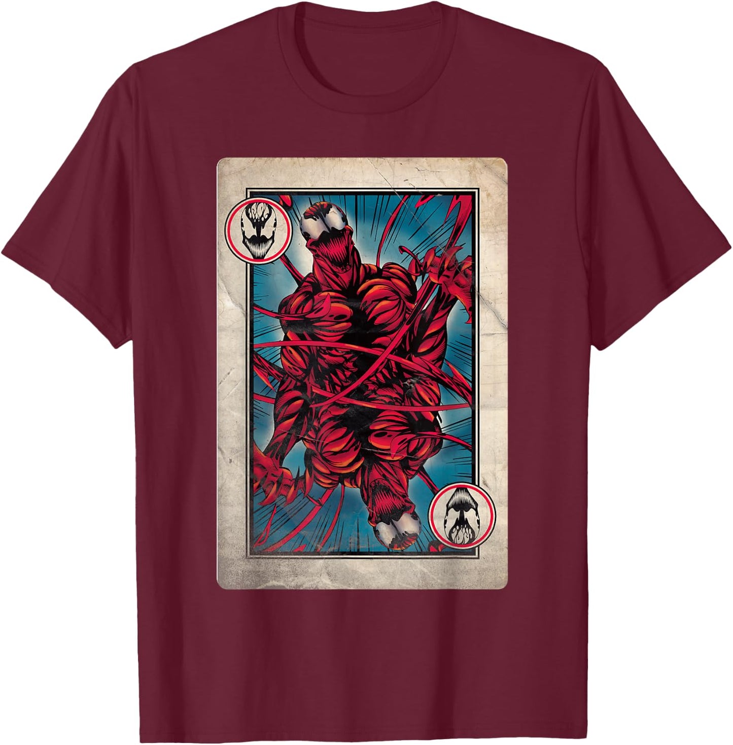 Marvel Carnage Vintage Comic Playing Card T-Shirt - T-Shirt | Maroon