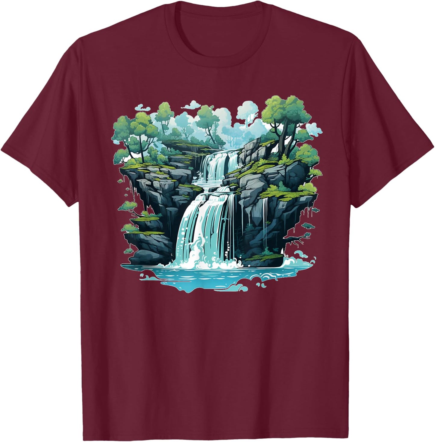 Pretty cool Waterfall for Cascade, Lake and Lagoon Lovers T-Shirt - T-Shirt | Maroon