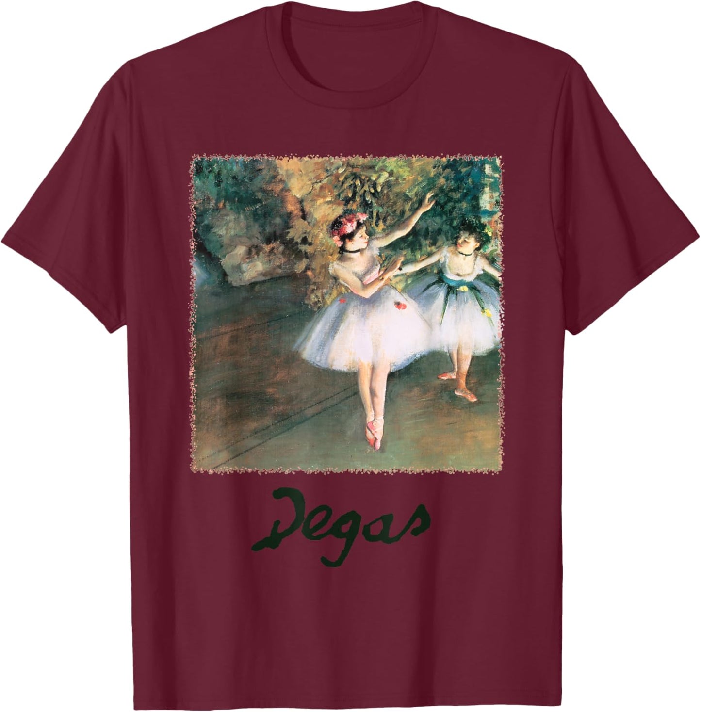 Two Dancers on a Stage by Edgar Degas, Ballerina Ballet Art T-Shirt - T-Shirt | Maroon
