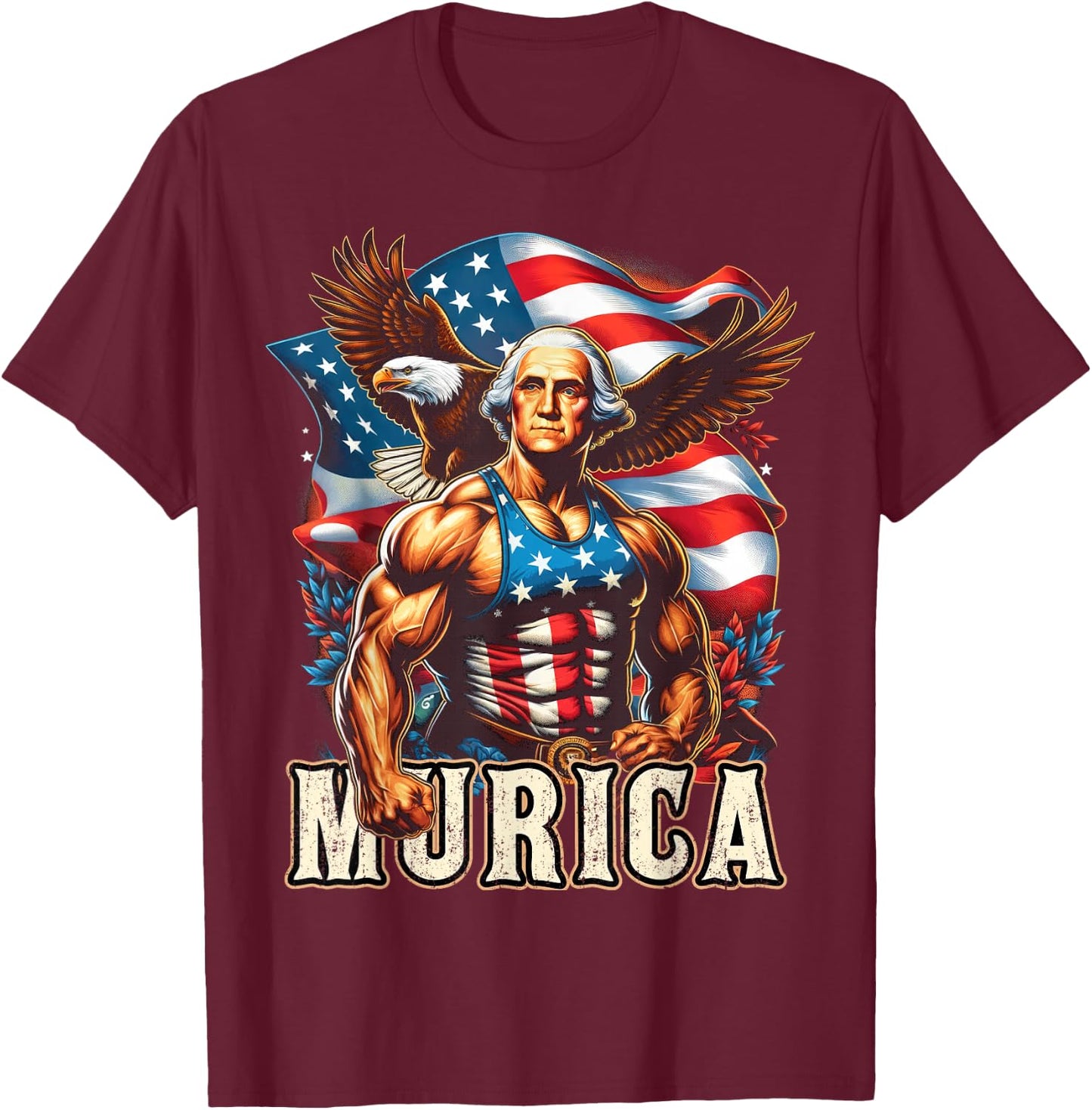 4th of July Patriotic Funny George Washington July 4th USA T-Shirt - T-Shirt | Maroon