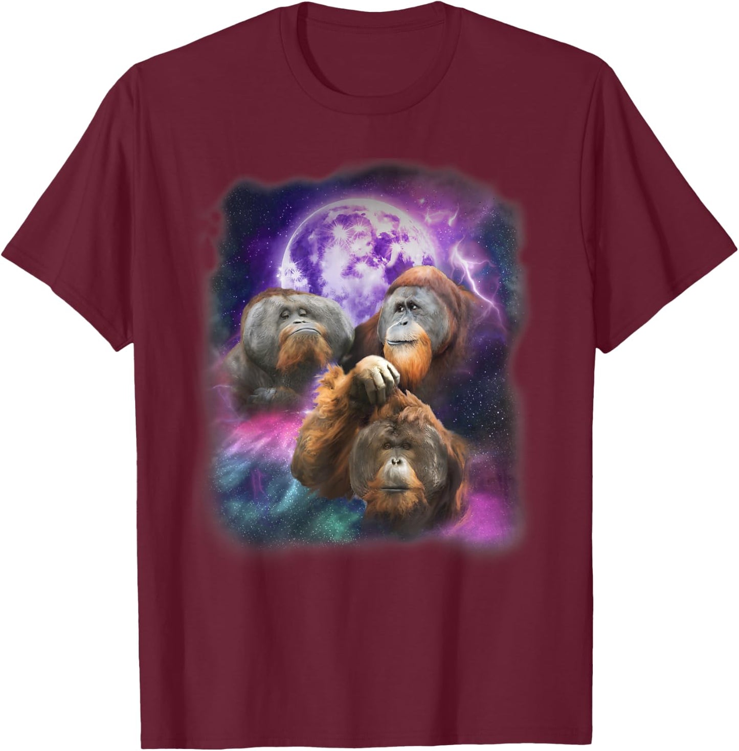 Orangutans Howling at the Moon Shirt - Funny Orangutan T-Shirt - T-Shirt | Maroon