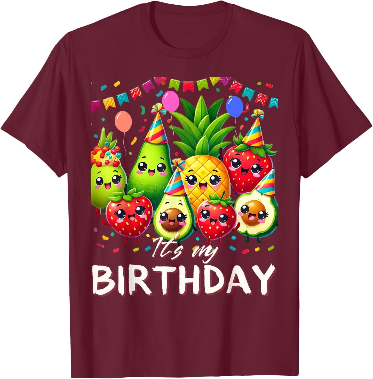 My Birthday Toddler Kids Birthday Boy Girl Funny Fruit T-Shirt - T-Shirt | Maroon