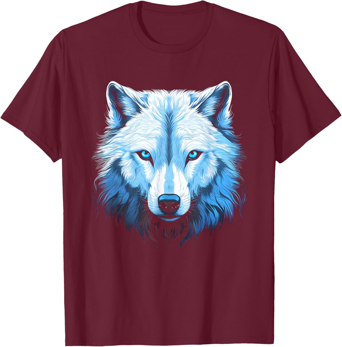 Arctic Wolf Face Wolves Art Motif T-Shirt - T-Shirt | Maroon