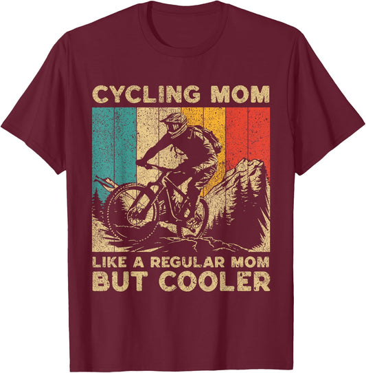Cycling Mom Bicycle Riding Cyclist T-Shirt - T-Shirt | Maroon