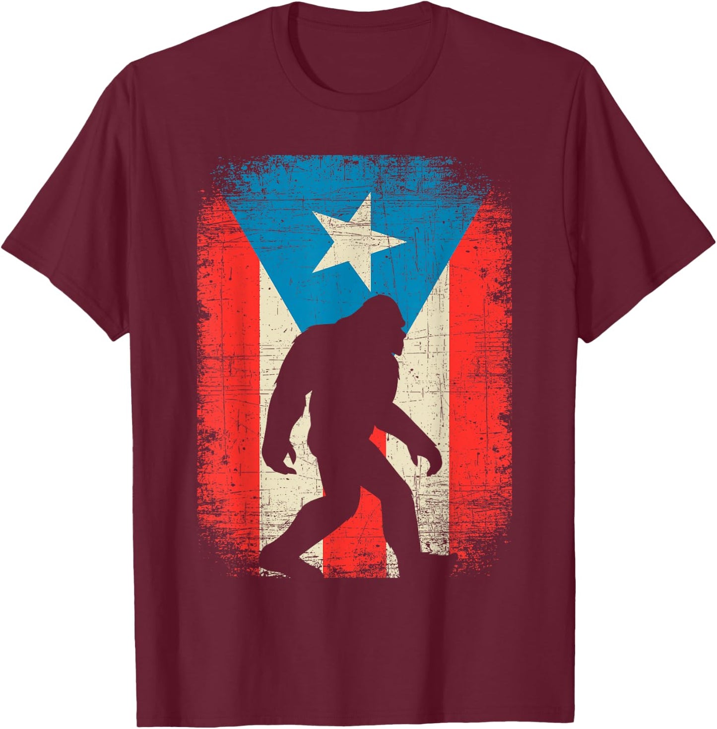 Bigfoot Puerto Rico Flag Funny Retro Vintage Boricua Kids T-Shirt - T-Shirt | Maroon