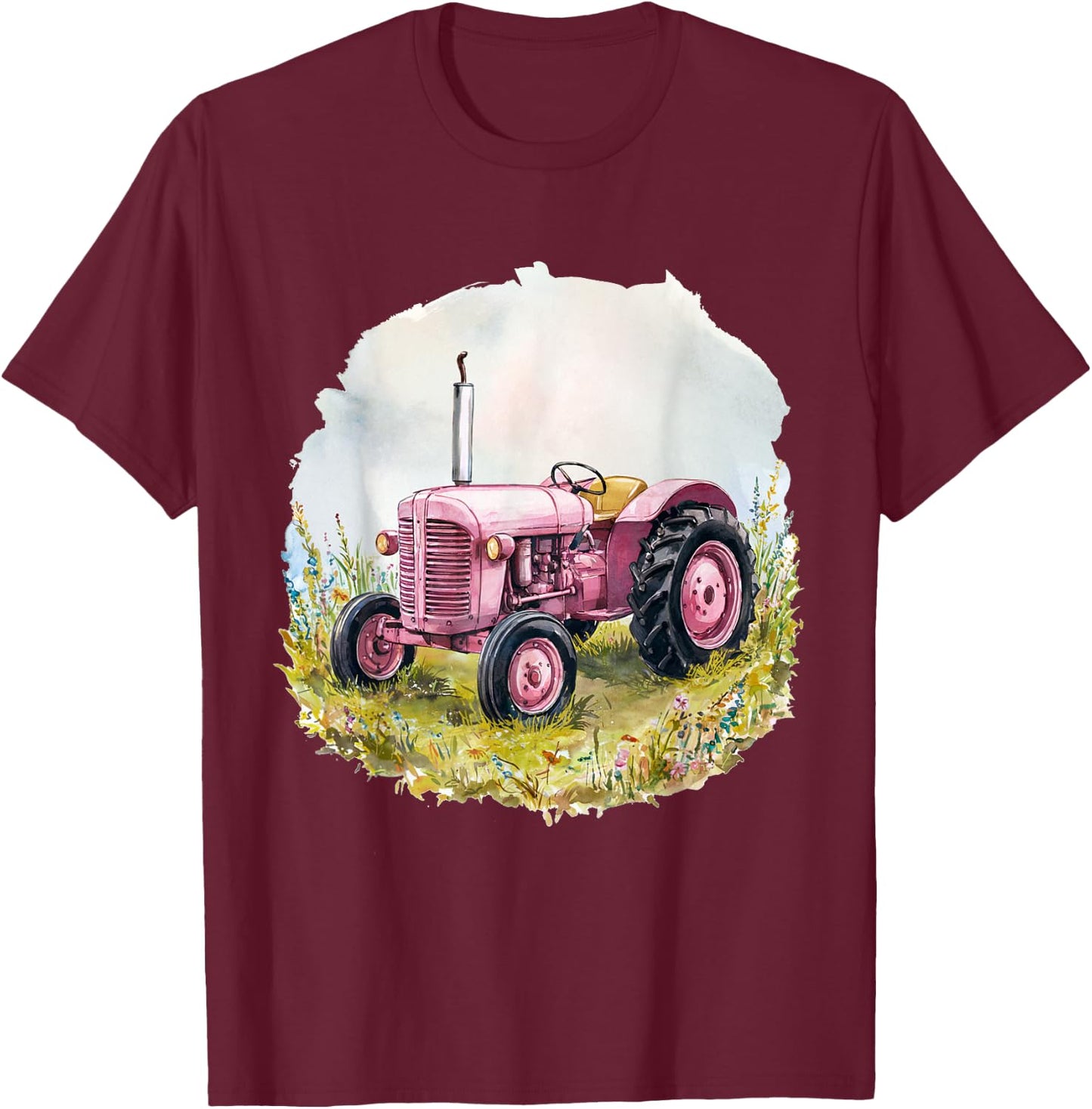 Farm Girl Pink Tractor Women design T-Shirt - T-Shirt | Maroon