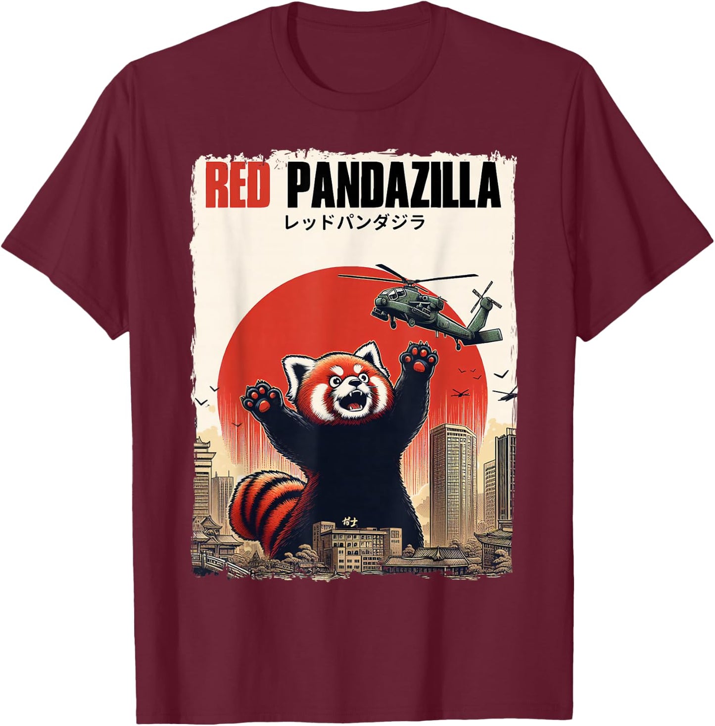 Red Pandazilla Japanese Art Perfect Gifts Funny Red Panda T-Shirt - T-Shirt | Maroon