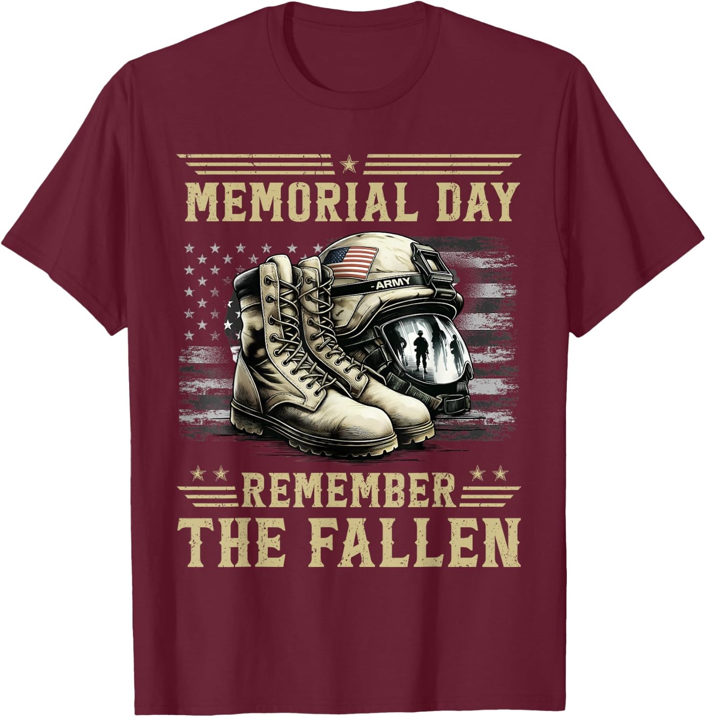 Memorial Day Remember The Fallen Veteran Military Camouflage T-Shirt - T-Shirt | Maroon