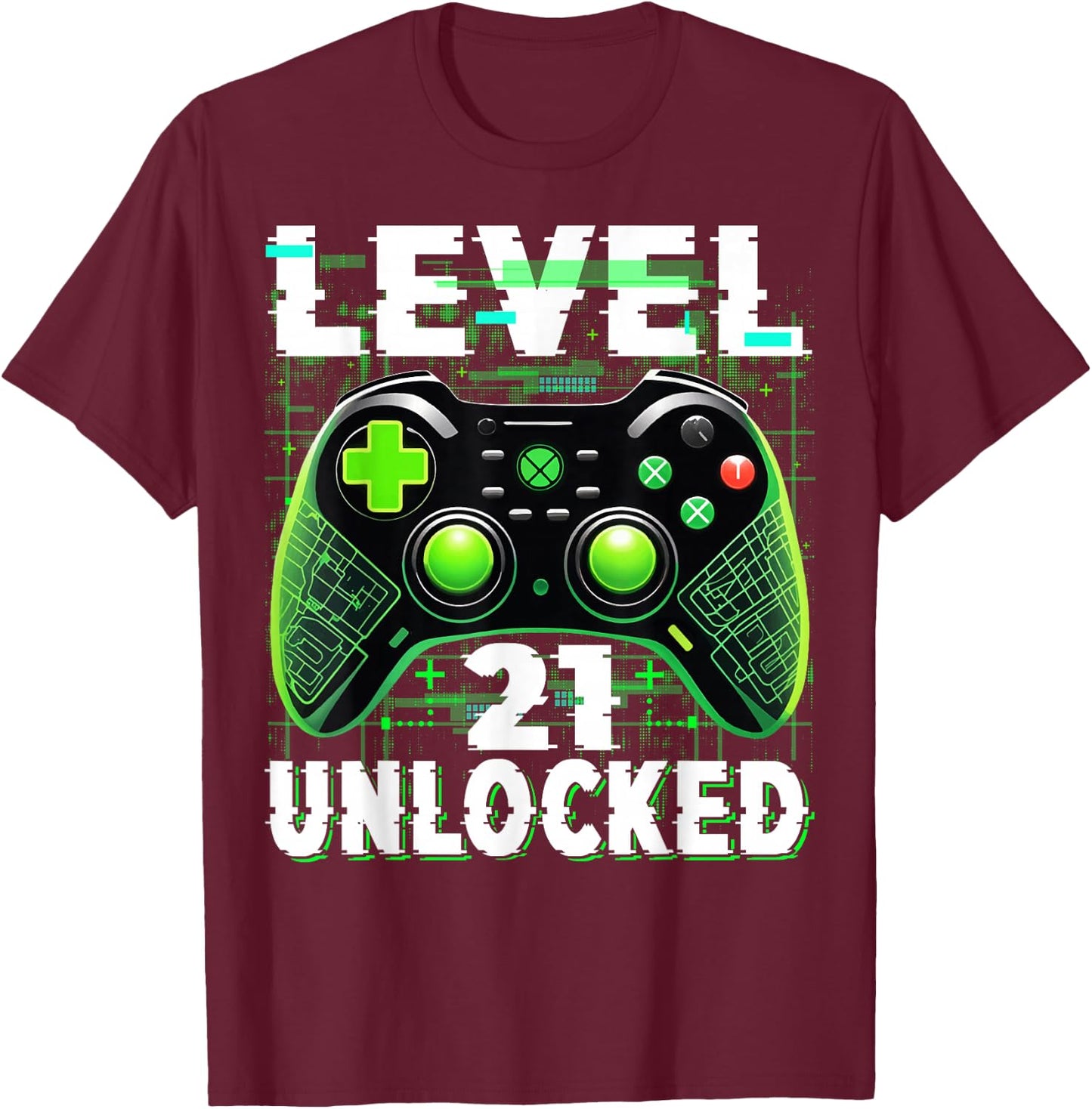 Level 21 Unlocked Shirt Funny Video Gamer Geek 21st Birthday T-Shirt - T-Shirt | Maroon