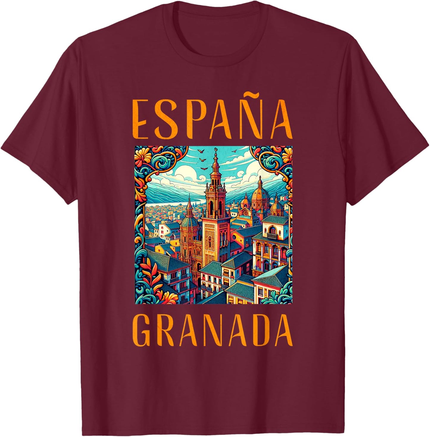 España Granada Trip and Spain Holiday T-Shirt - T-Shirt | Maroon