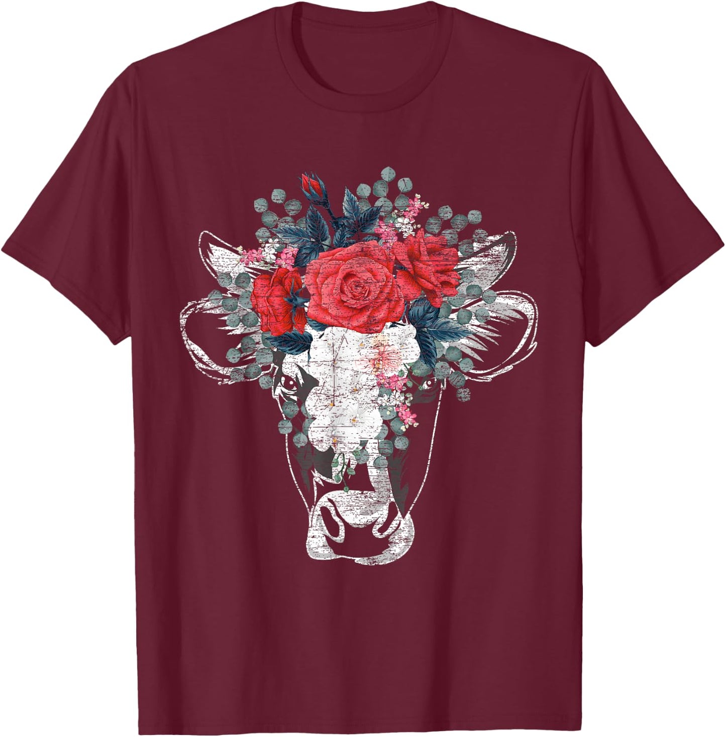 Flower Cow T-Shirt - T-Shirt | Maroon
