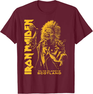 Iron Maiden Run For Your Lives Tour Glasgow T-Shirt - T-Shirt | Maroon