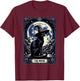 Vintage Tarot Card Style Crescent Moon & Witch Hat Black Cat Men Women T-Shirt - T-Shirt | Maroon