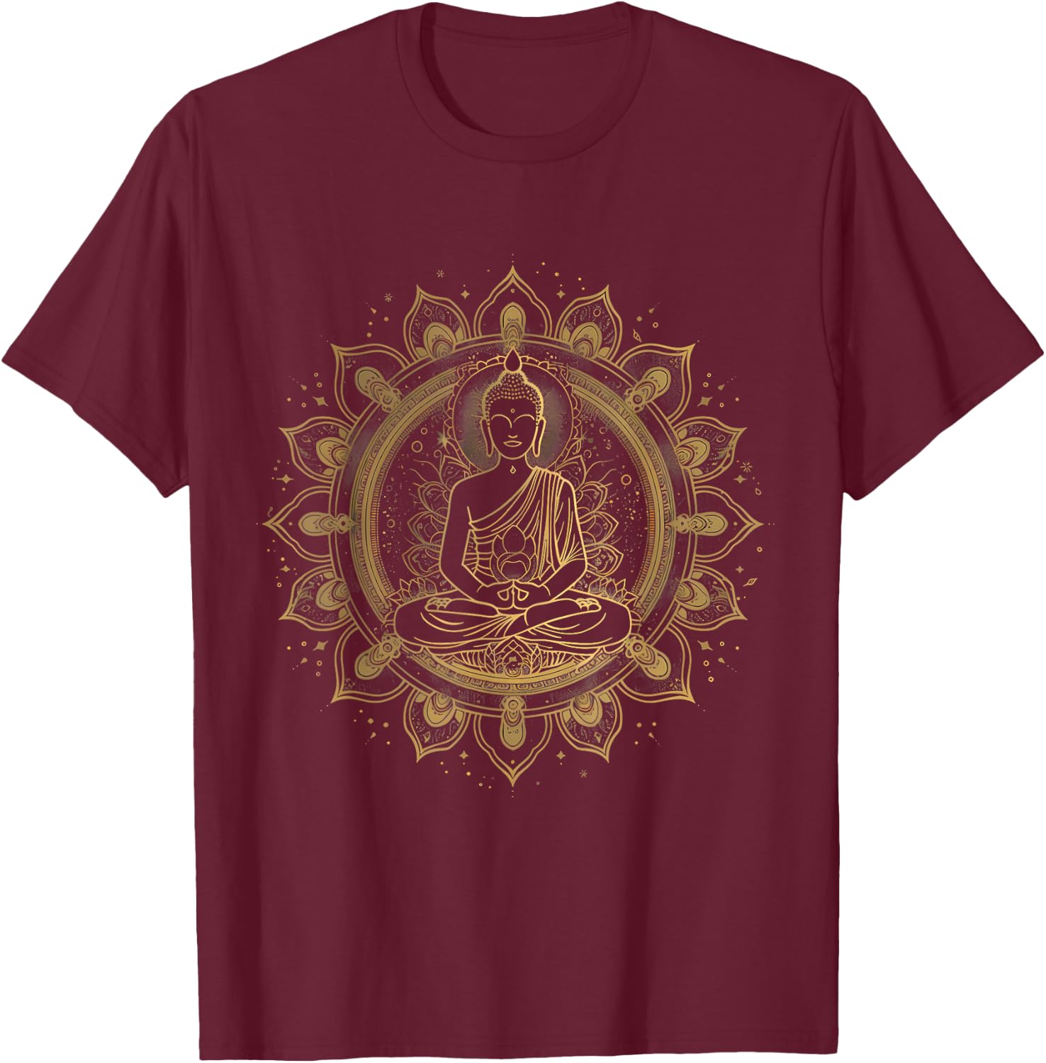 Zen Buddha Meditation Buddhist Hindu Mandala Spiritual T-Shirt - T-Shirt | Maroon