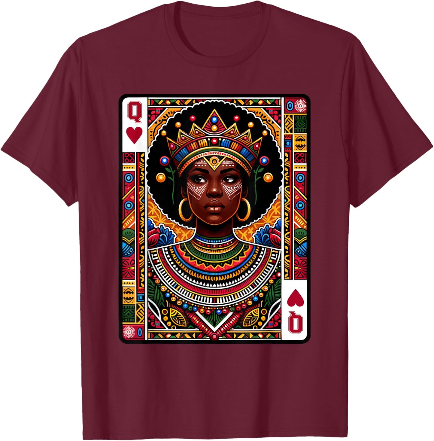 African Queen Card Melanin Black Pride BLM Juneteenth T-Shirt - T-Shirt | Maroon