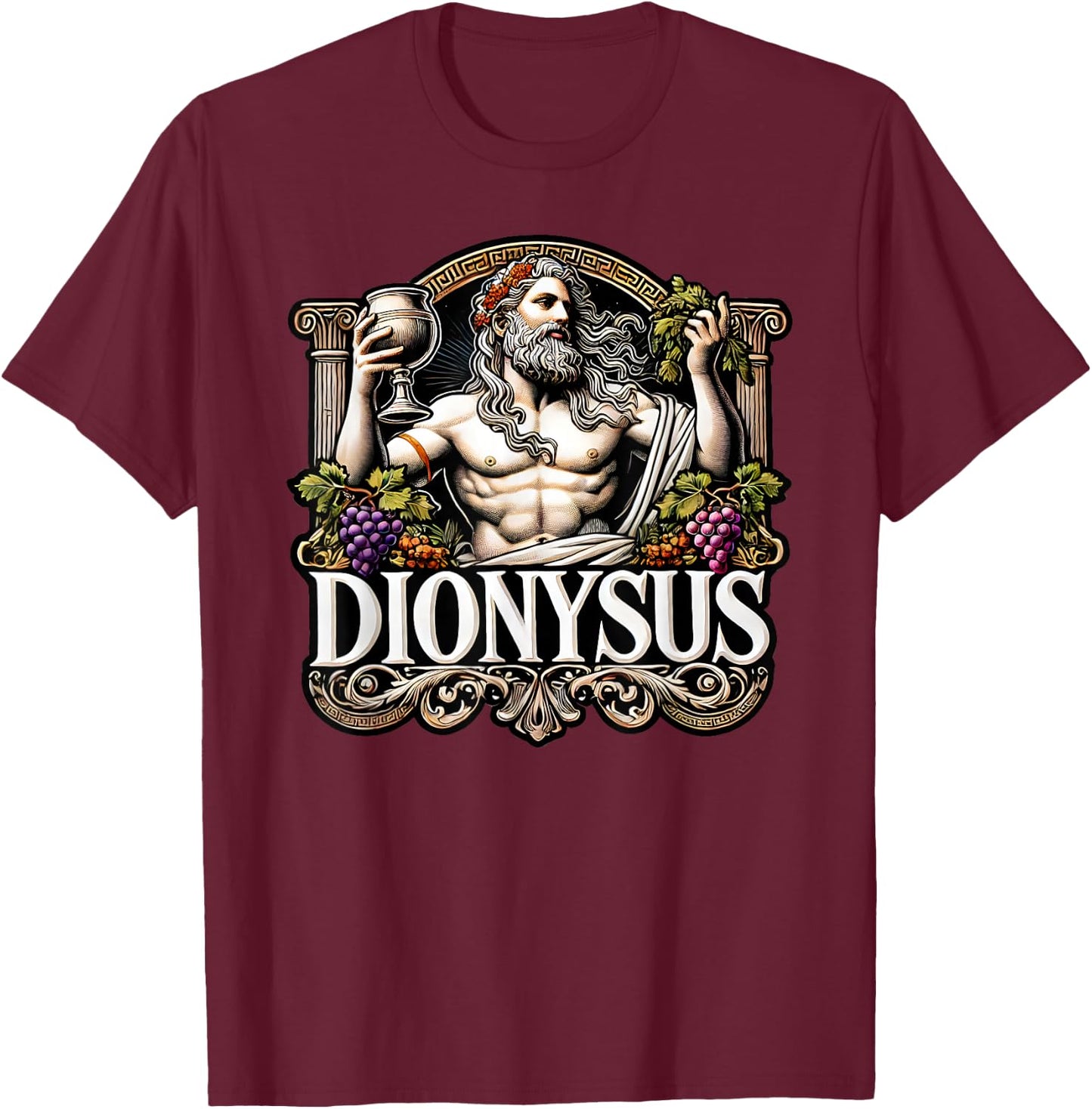 Dionysus Greek God of wine Mythology Ancient Greece T-Shirt - T-Shirt | Maroon