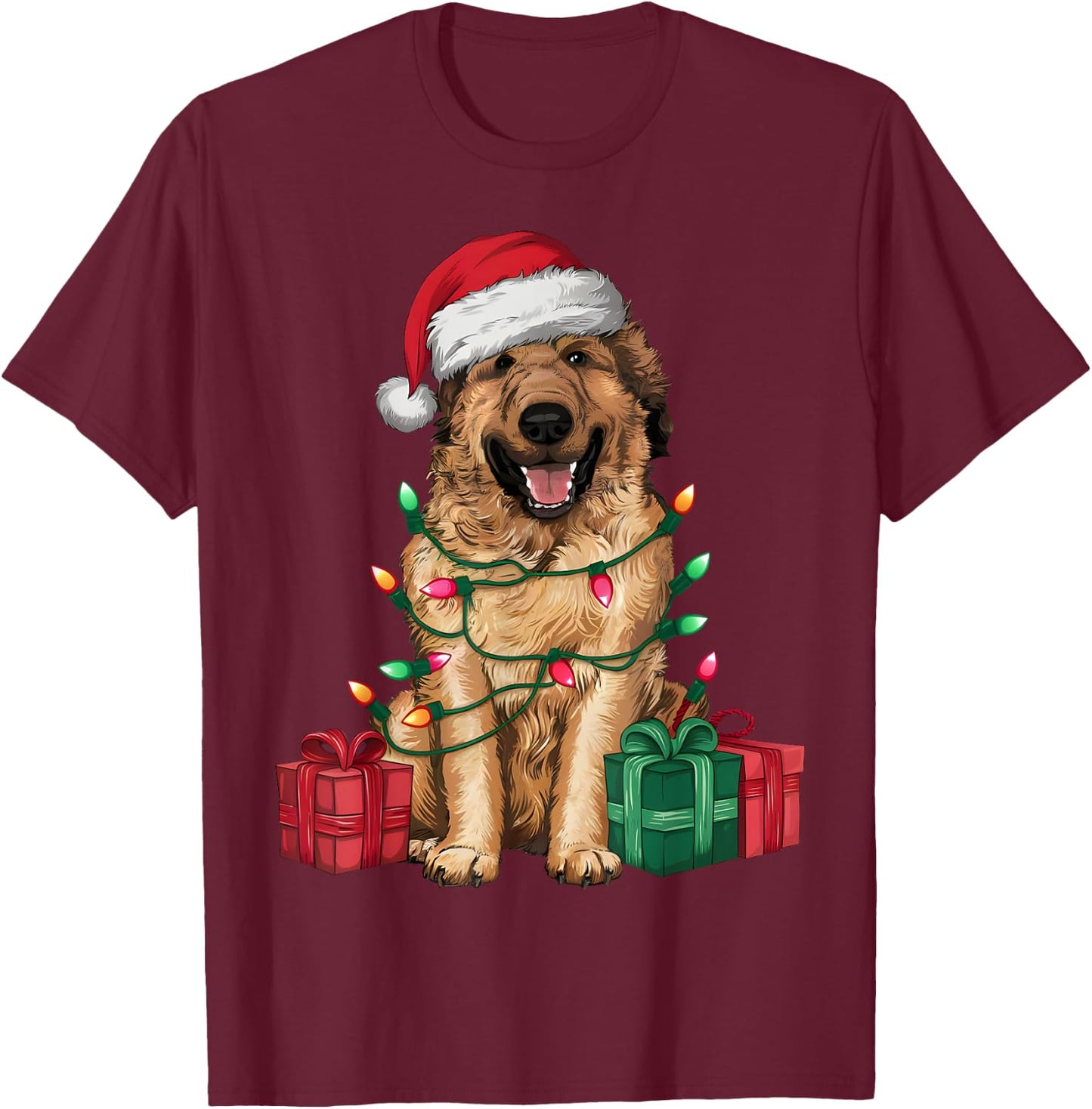Xmas Lighting Santa Hat Anatolian Shepherd Dog Christmas Women Kids T-Shirt - T-Shirt | Maroon