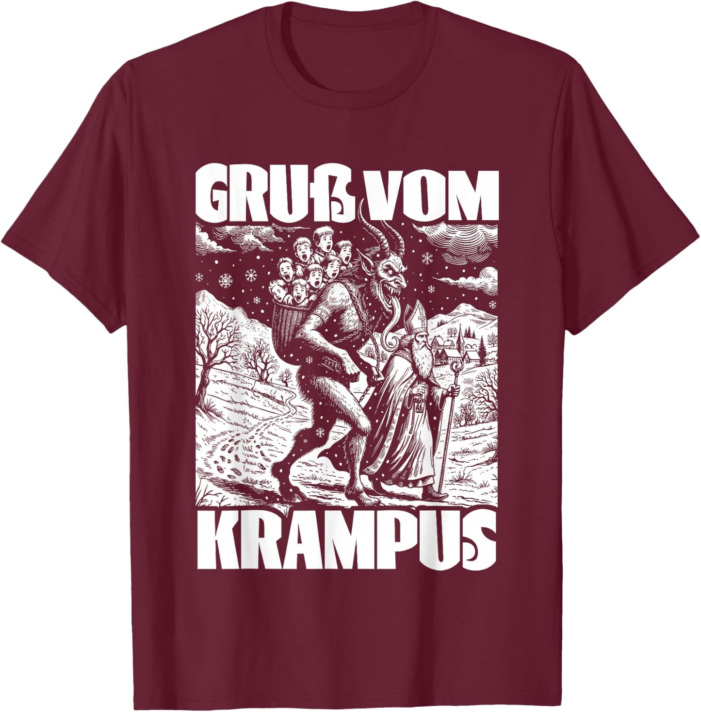 Kramperl Christmas Demon Ugly Christmas Gruß Vom Krampus T-Shirt - T-Shirt | Maroon