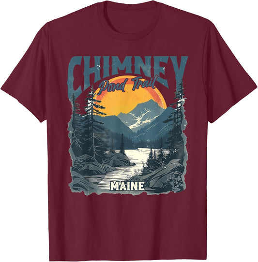 Chimney Pond Trail Maine Vintage Outdoor Retro T-Shirt - T-Shirt | Maroon
