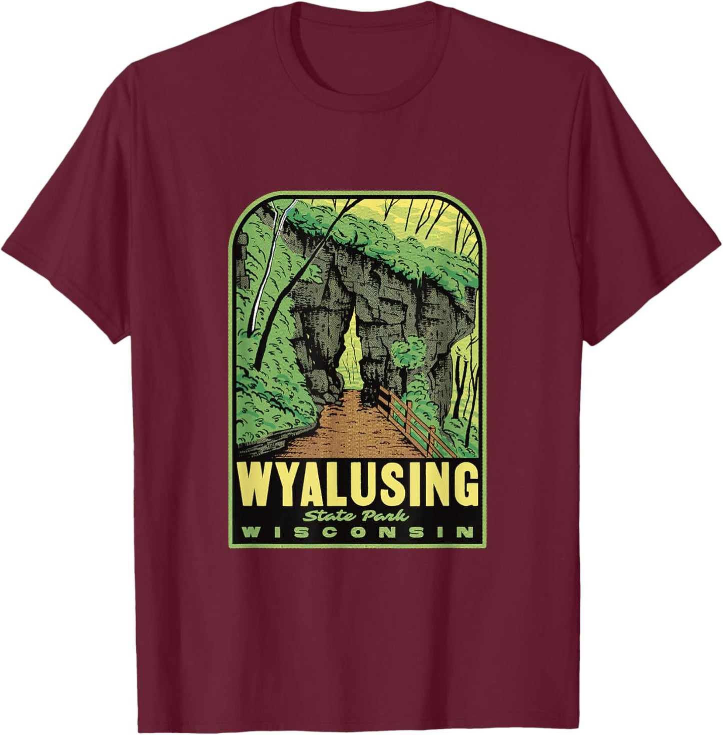 Wyalusing State Park Wisconsin Retro Travel T-Shirt - T-Shirt | Maroon