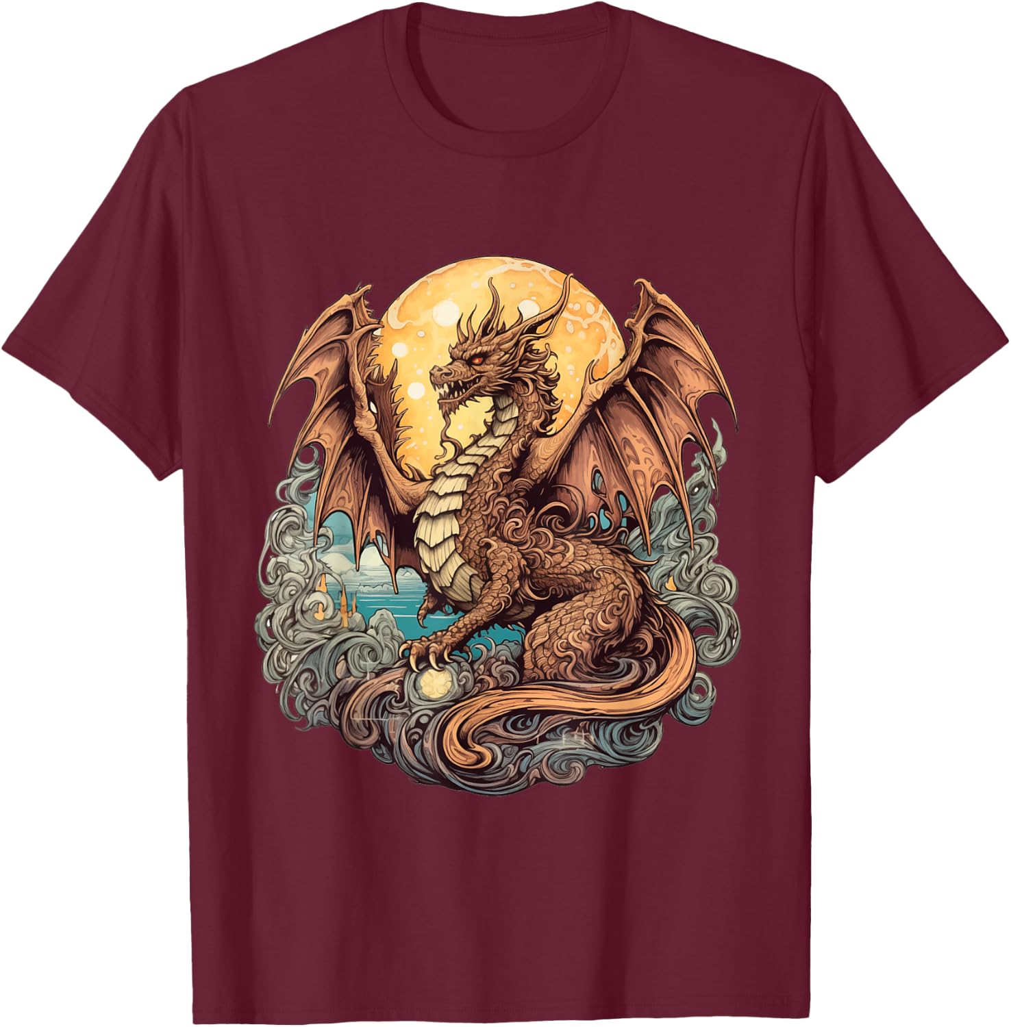 Enchanted Dragon Guardian T-Shirt - T-Shirt | Maroon