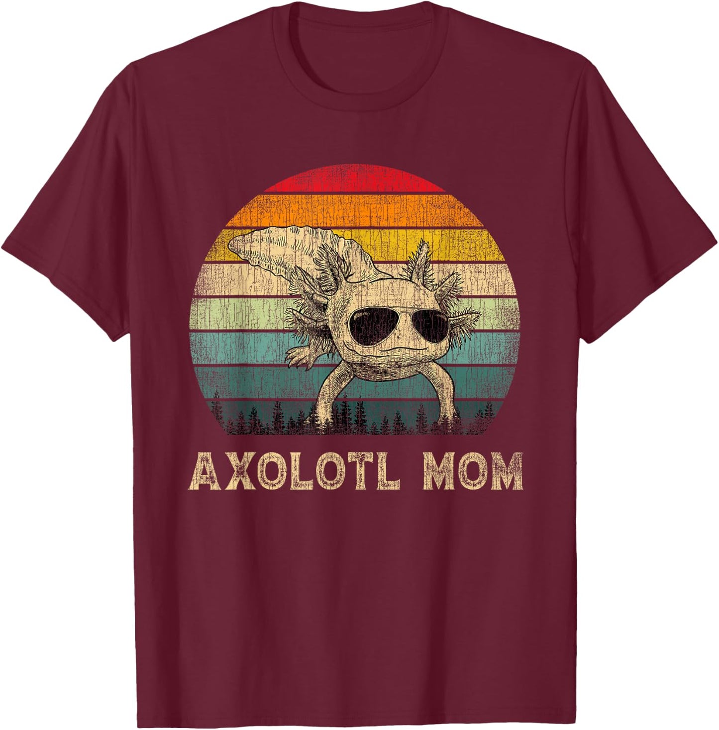 Vintage Axolotl Mom Axolotl Lovers Mommy Mother's Day T-Shirt - T-Shirt | Maroon