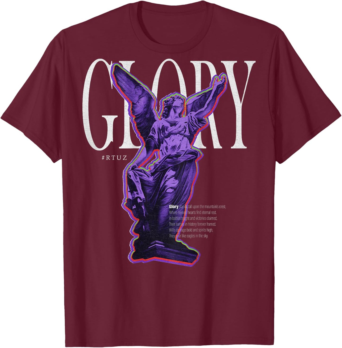 Modern hip hop vintage Angel urban back print streetwear , Small T-Shirt - T-Shirt | Maroon