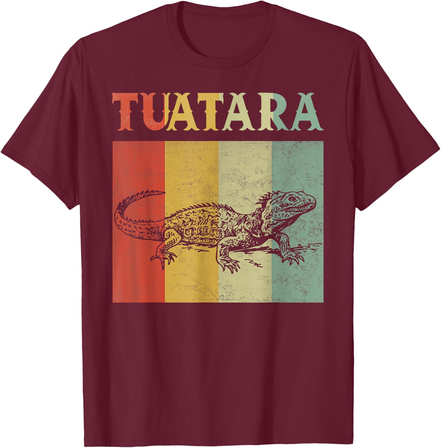 Retro Animal Lovers Tuatara Vintage Tuataras graphic T-Shirt - T-Shirt | Maroon