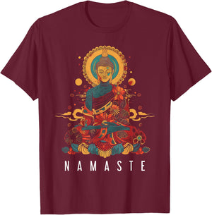 Buddha Namaste Buddhism Vintage Zen Buddhist Yoga T-Shirt - T-Shirt | Maroon