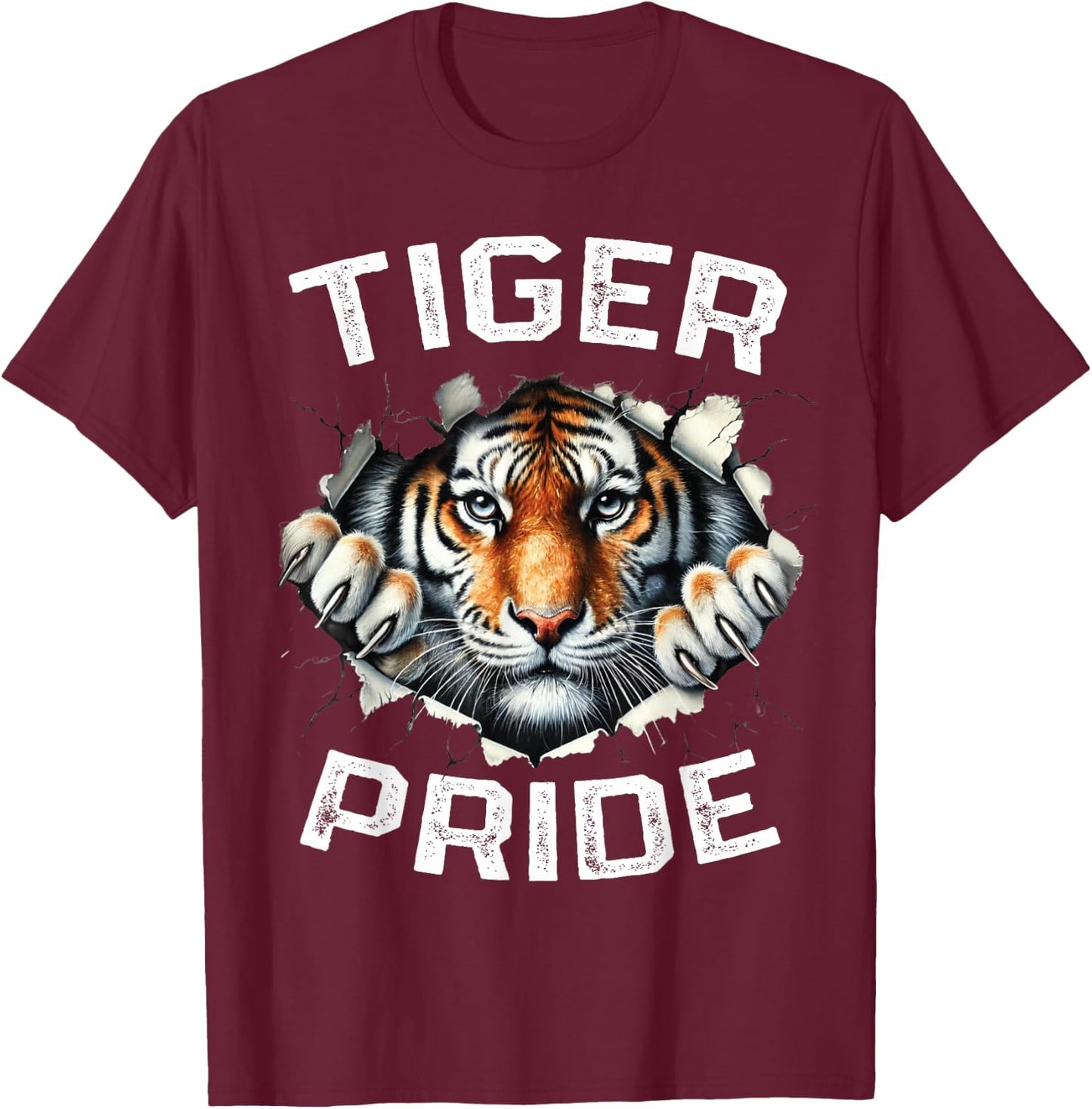 Tiger Pride Vintage Retro Tiger School Sports Team T-Shirt - T-Shirt | Maroon