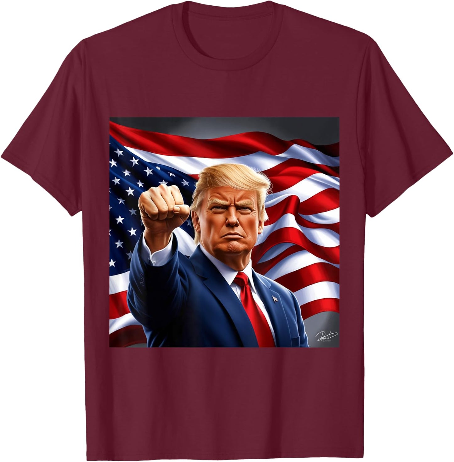 Donald Trump Raised Fist T-Shirt - T-Shirt | Maroon