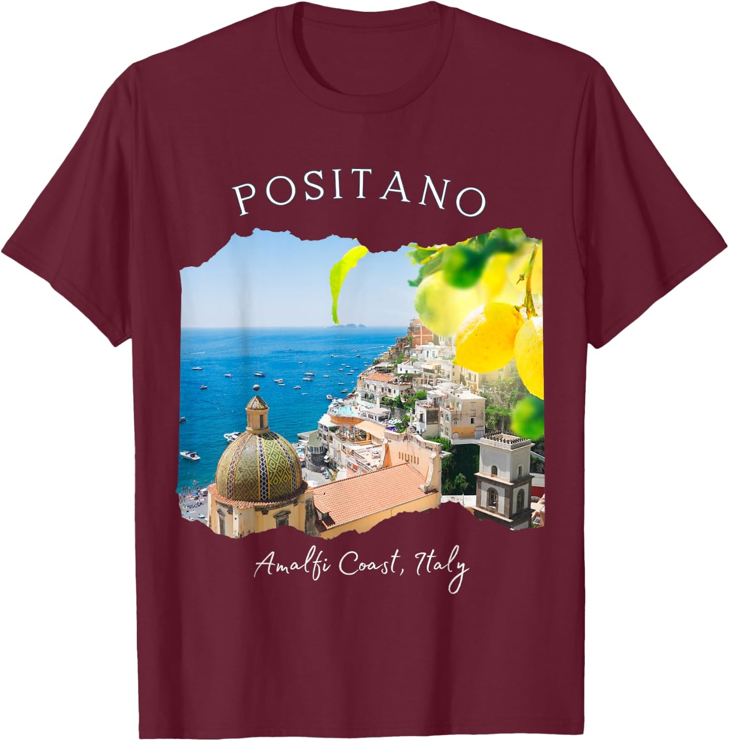 Positano Italy European Vacation Lemons Women Souvenir T-Shirt - T-Shirt | Maroon
