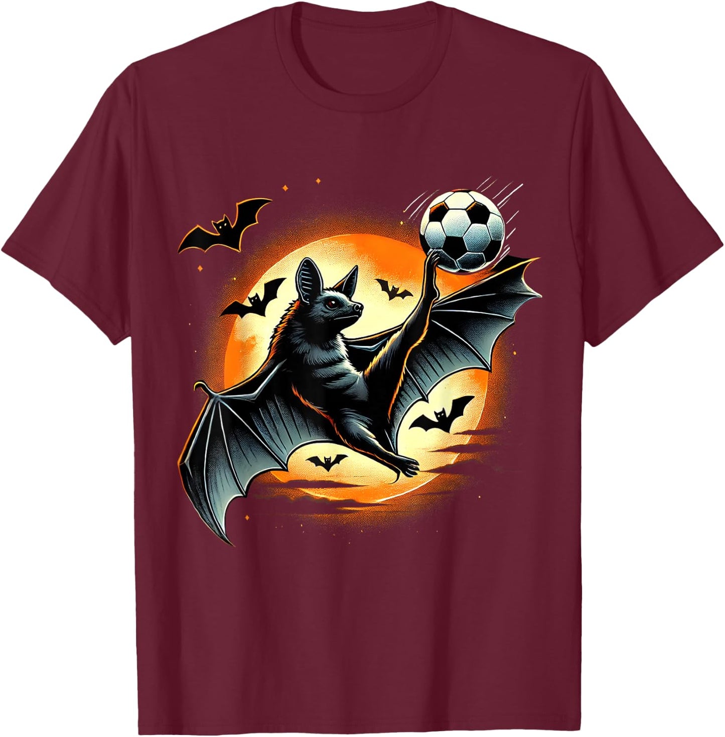 Funny Bat Playing Soccer, Halloween Costume Boys Girls T-Shirt - T-Shirt | Maroon