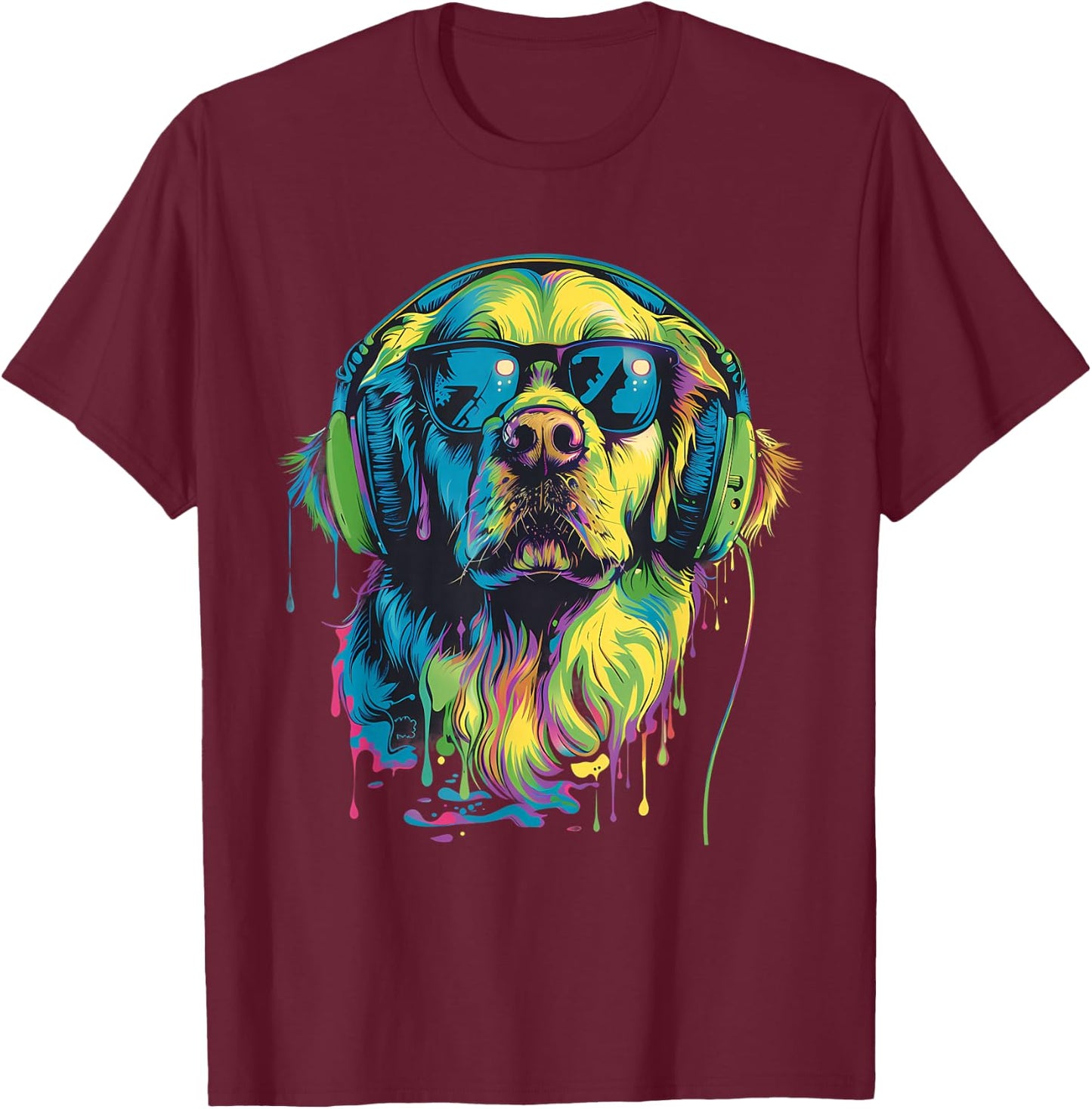 DJ Dog EDM Techno Music Headphones House Music Beatmaker T-Shirt - T-Shirt | Maroon