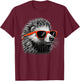 Cool Porcupine Wearing Sunglasses Graphic Art T-Shirt - T-Shirt | Maroon