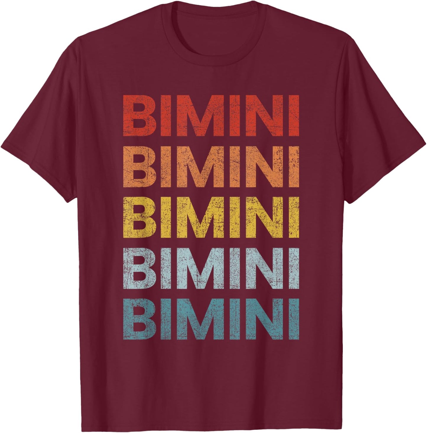 Bimini Bahamas Retro Throwback Letter Boys Girls Souvenir T-Shirt - T-Shirt | Maroon