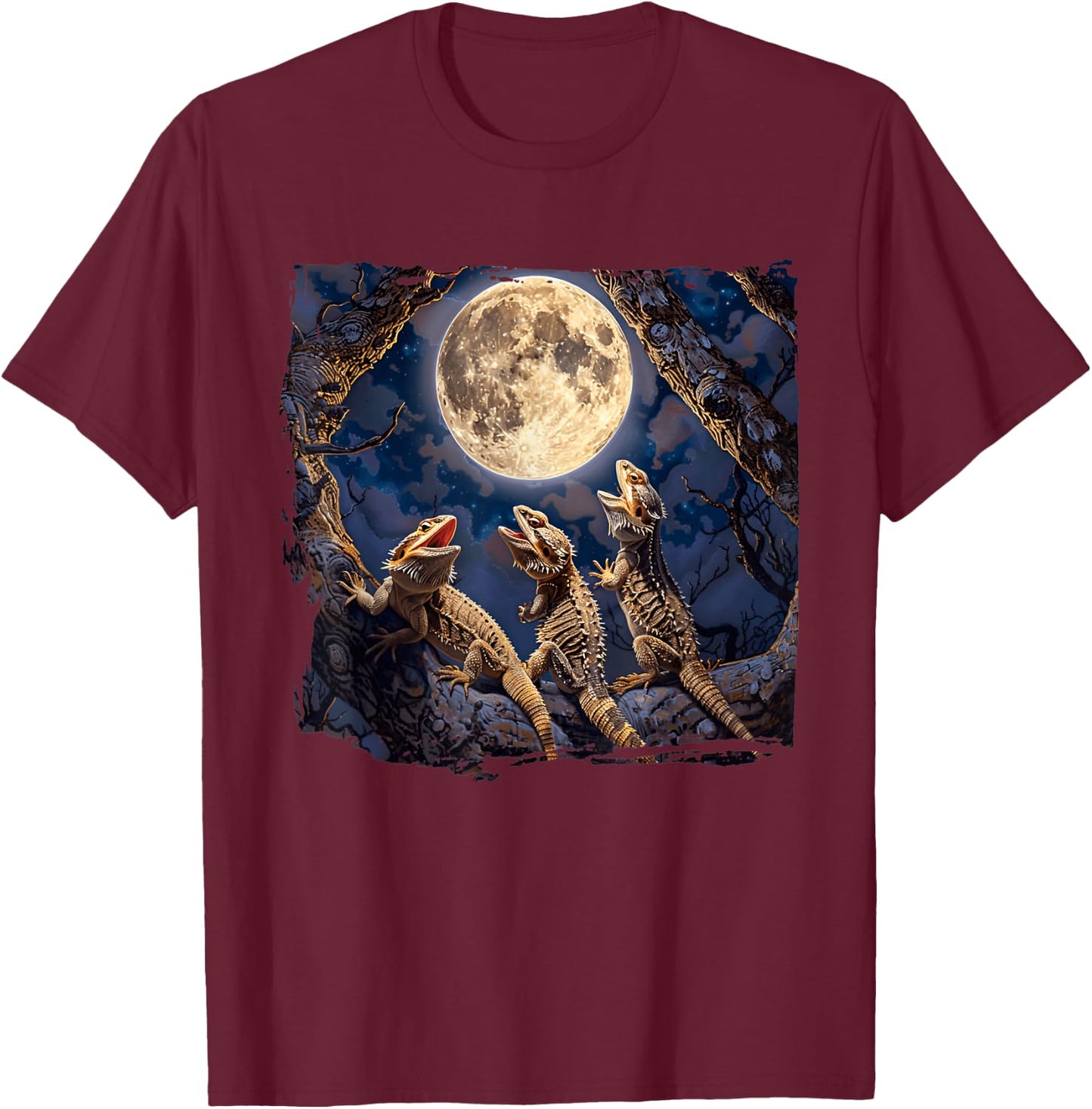 Bearded Dragons Howl At Moon Bearded Dragons Owner T-Shirt - T-Shirt | Maroon