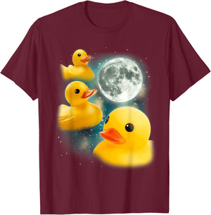 Three Rubber Duck Moon | Cursed Bath Toy Funny Rubber Duck T-Shirt - T-Shirt | Maroon