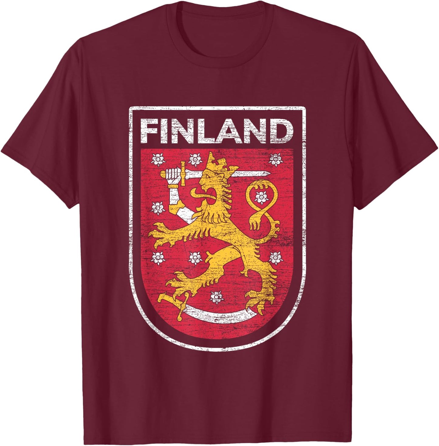 Scandinavia Helsinki & Finland Gifts Finland Western Black Small Short Sleeve Classic Fit Lightweight Lace Embellishment T-Shirt - T-Shirt | Maroon