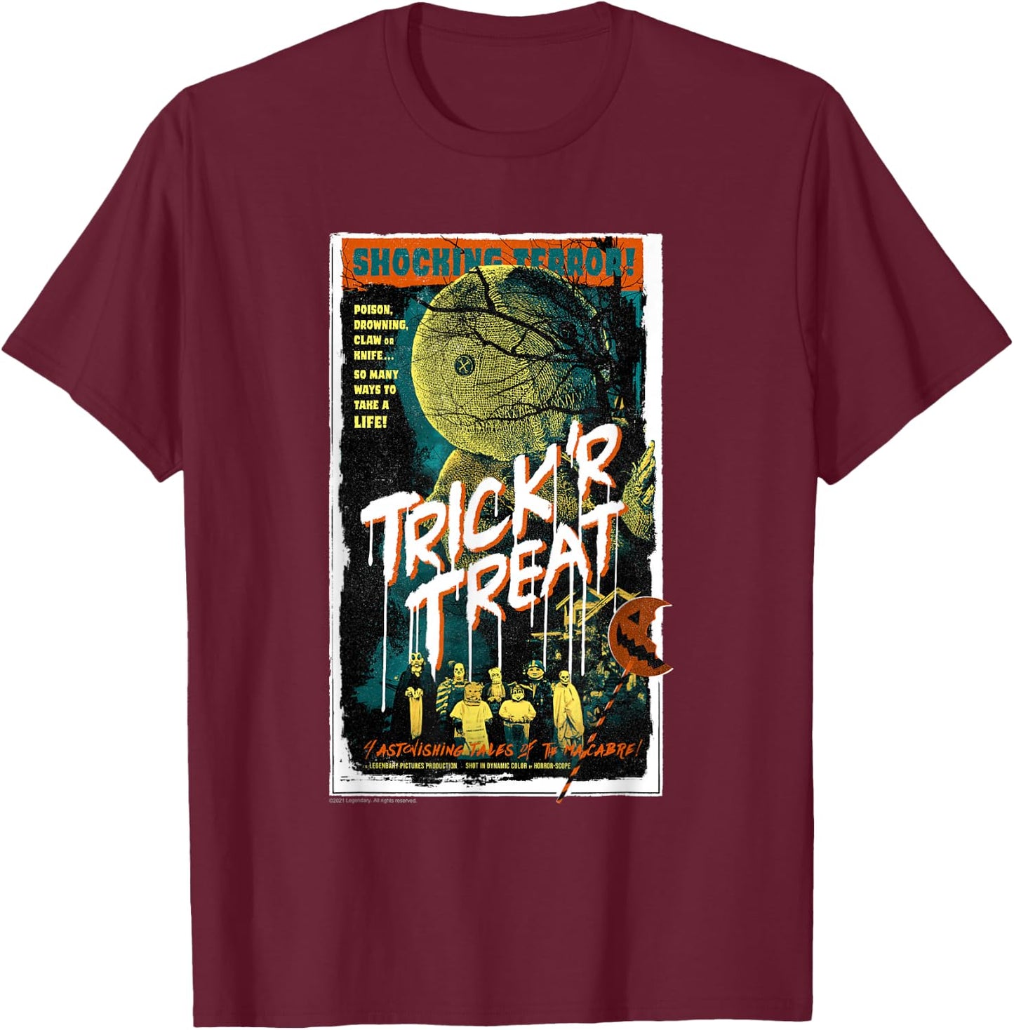 Trick ‘R Treat – Tales of The Macabre Retro Poster T-Shirt - T-Shirt | Maroon