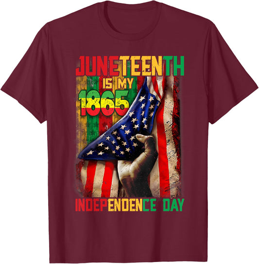 Happy Juneteenth Is My Independence Day Free Black Women T-Shirt - T-Shirt | Maroon