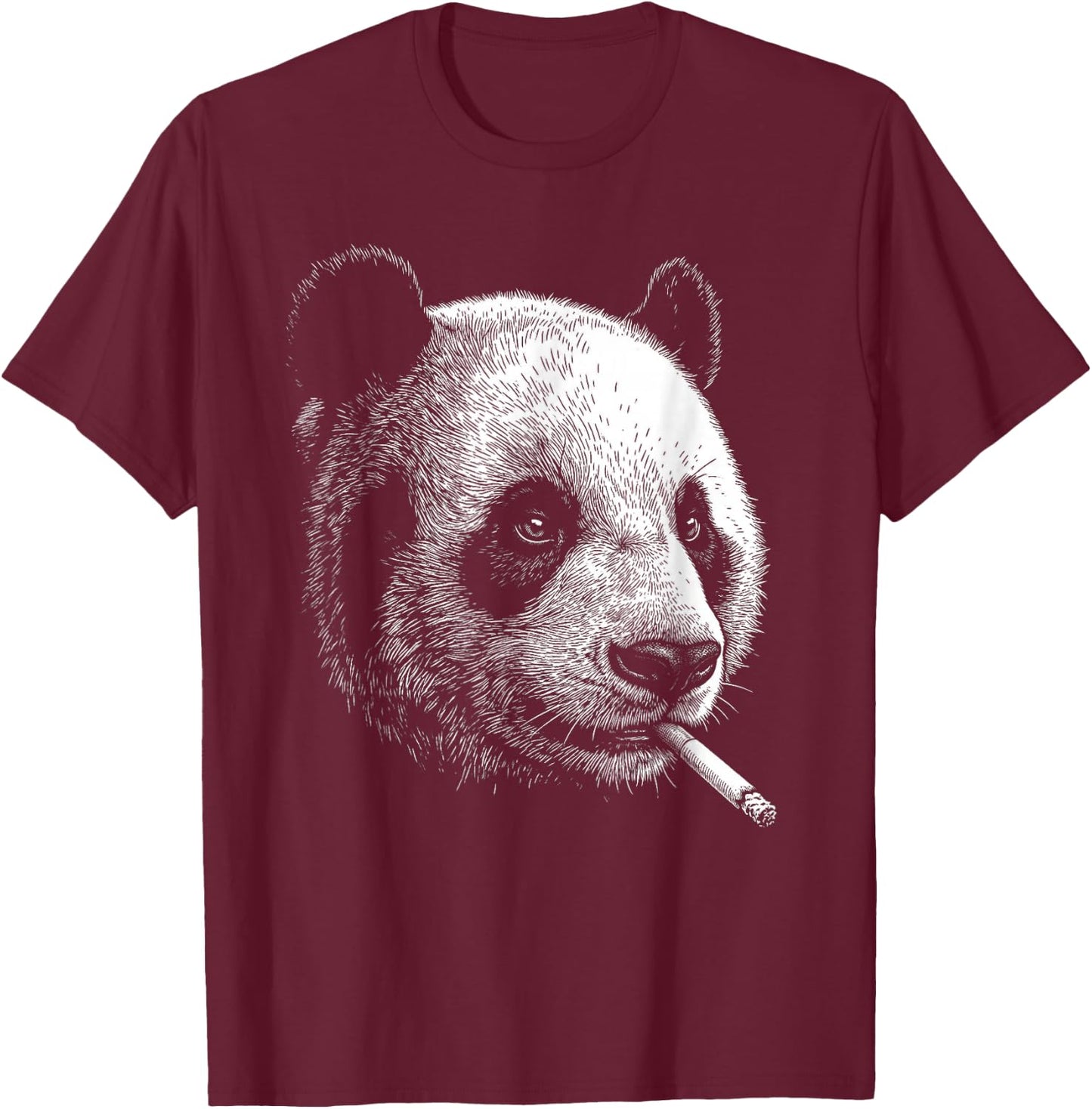 Panda Smoking Cigarette Vintage Panda Funny Meme T-Shirt - T-Shirt | Maroon