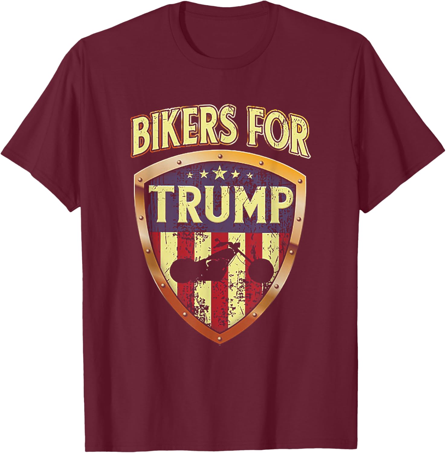 Bikers For Trump Funny Biker Gift T-Shirt - T-Shirt | Maroon
