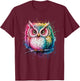 Owl Men Woman Colorful Watercolor Owl T-Shirt - T-Shirt | Maroon