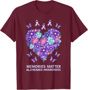 Alzheimer Awareness Purple Flower T-Shirt - T-Shirt | Maroon