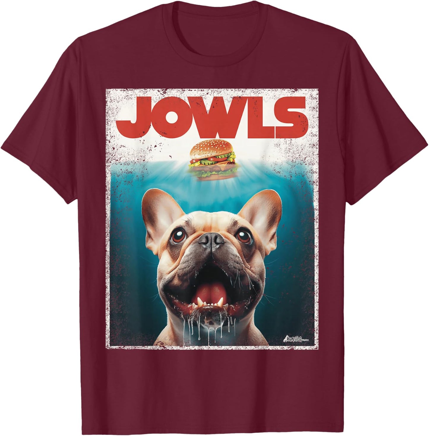 Funny Tan Frenchie Jowls, Fawn French Bulldog Mom Top, Dad T-Shirt - T-Shirt | Maroon
