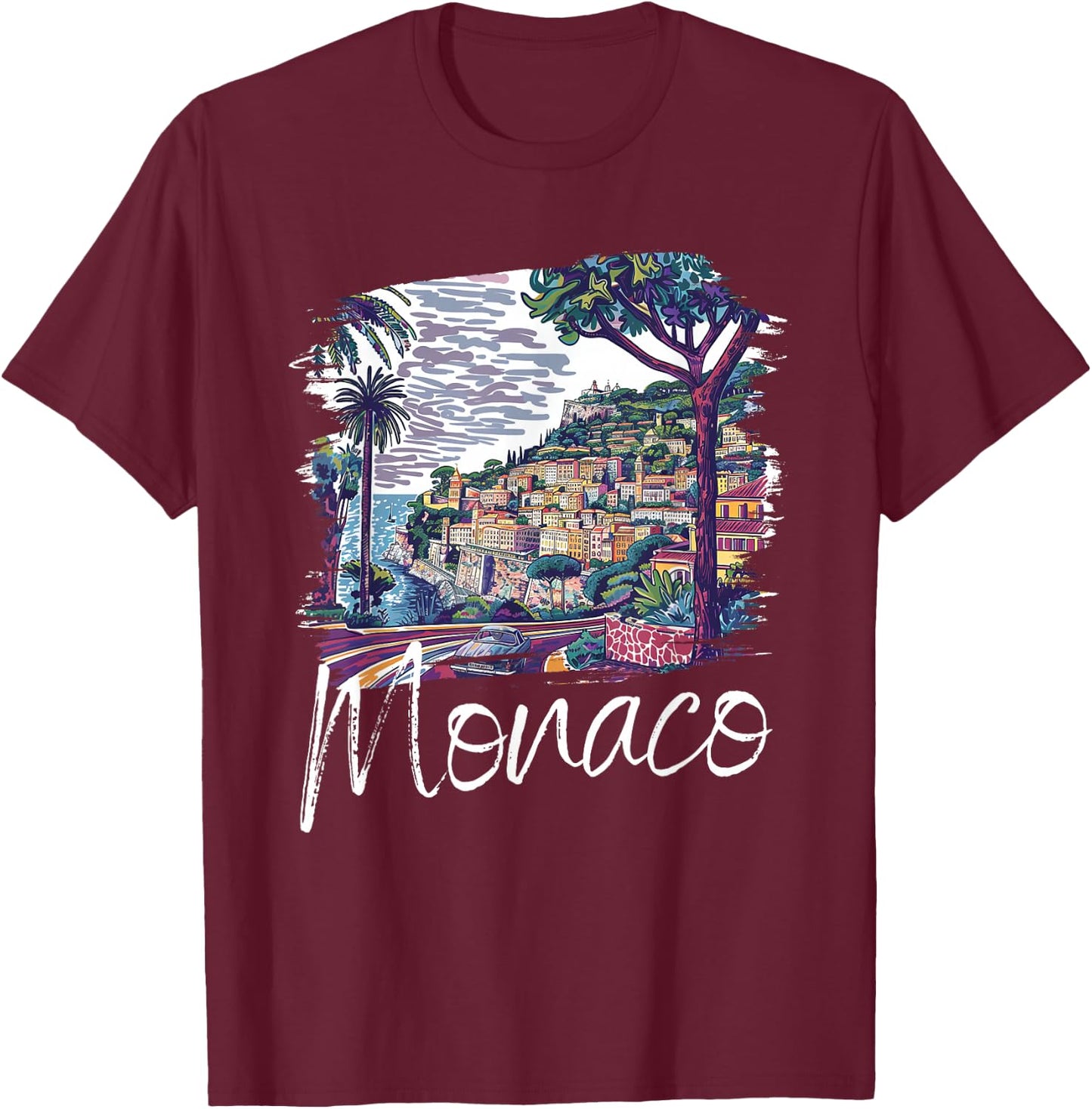 Monaco Souvenir / Monaco T-Shirt - T-Shirt | Maroon