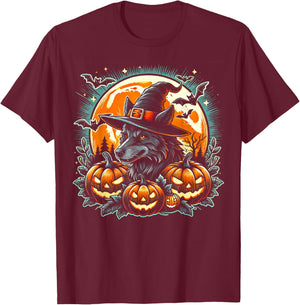 Wolf Witch Halloween - Spooky Pumpkin Art T-Shirt - T-Shirt | Maroon
