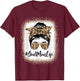Funny Goat Mom Life Bleached Leopard Messy Bun Mother's day T-Shirt - T-Shirt | Maroon