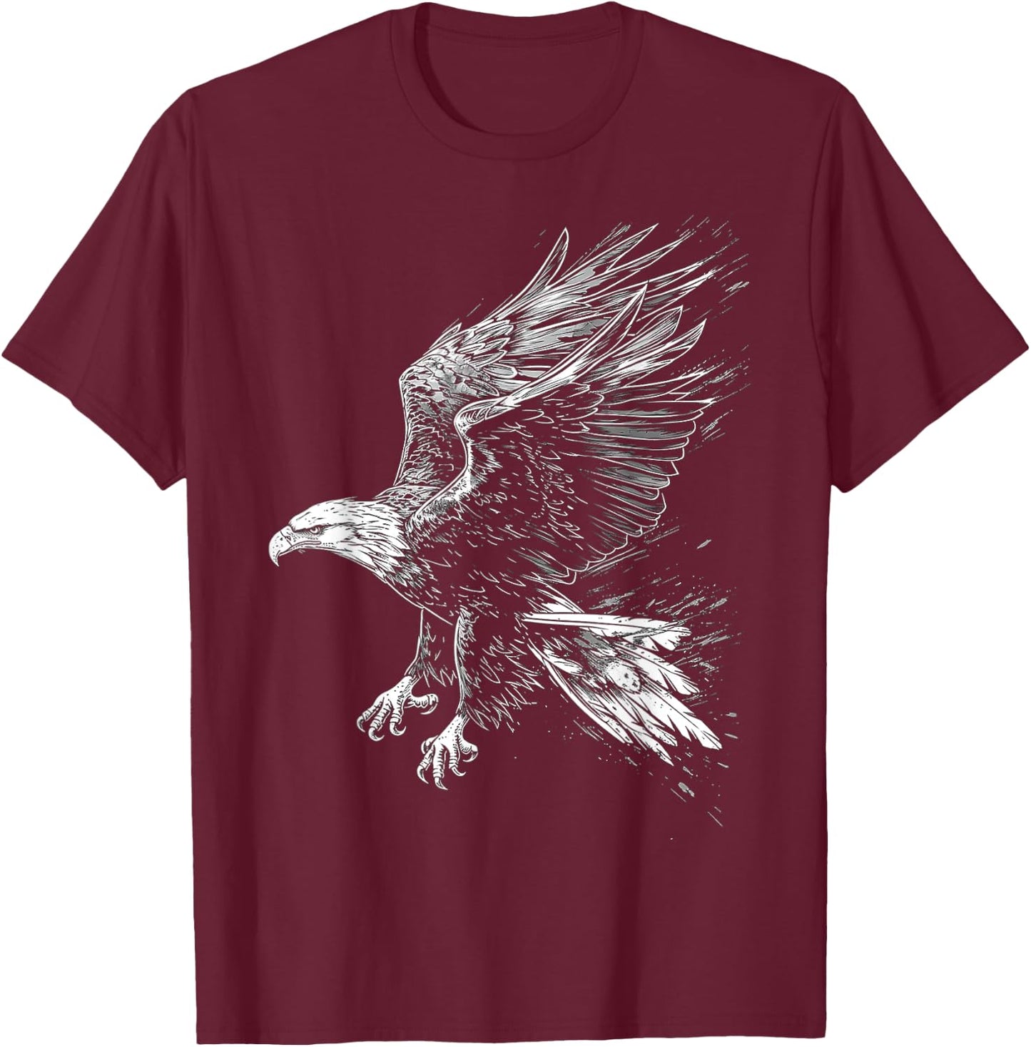 Eagle Drawing Animal Graphic Art Eagle T-Shirt - T-Shirt | Maroon
